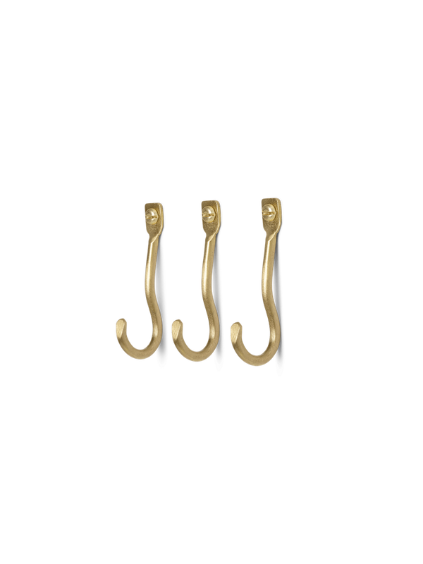 Curvature Hooks - Set of 3 - Brass