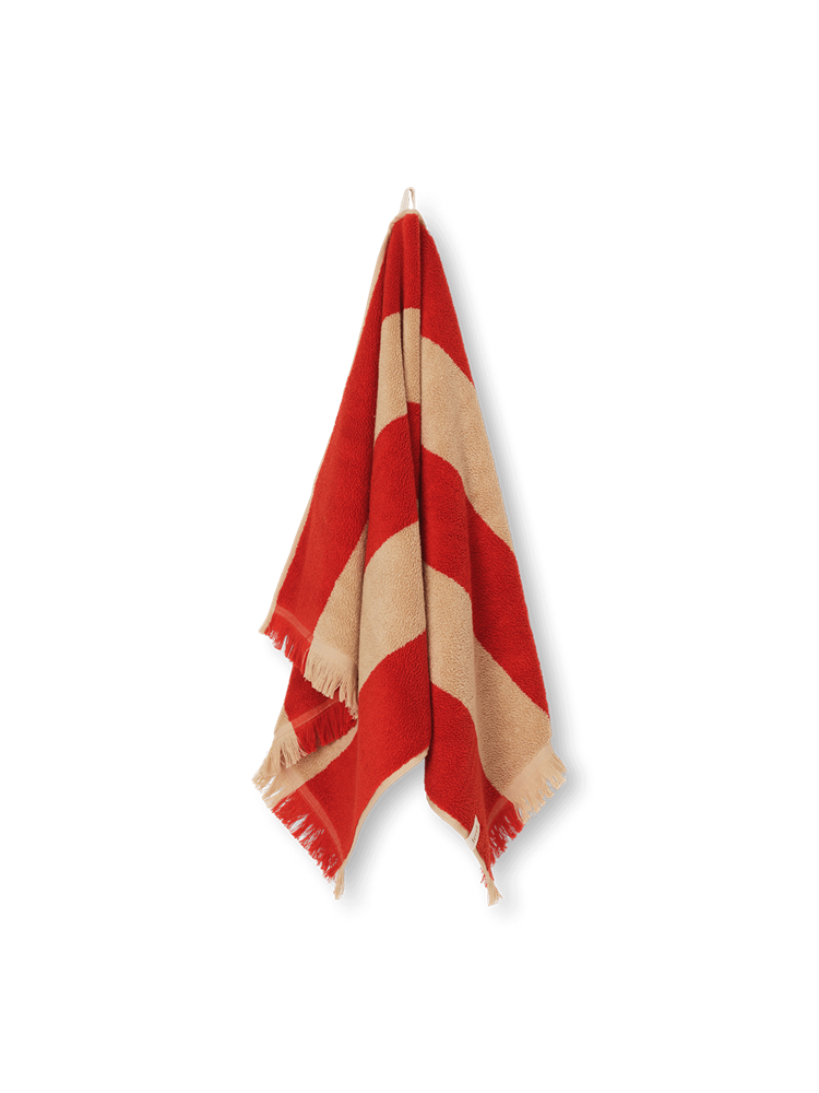 Alee Hand Towel - Light Camel/Red