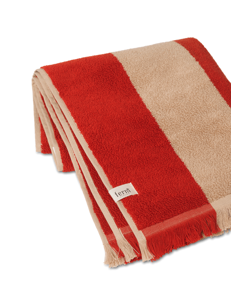 Alee Hand Towel - Light Camel/Red