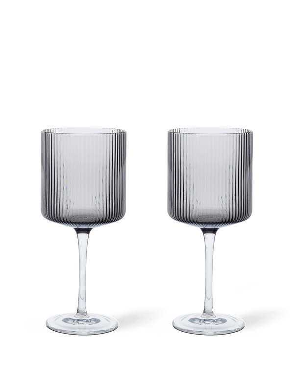 Ripple Red Wine Glasses - Set of 2 - Smoked Grey
