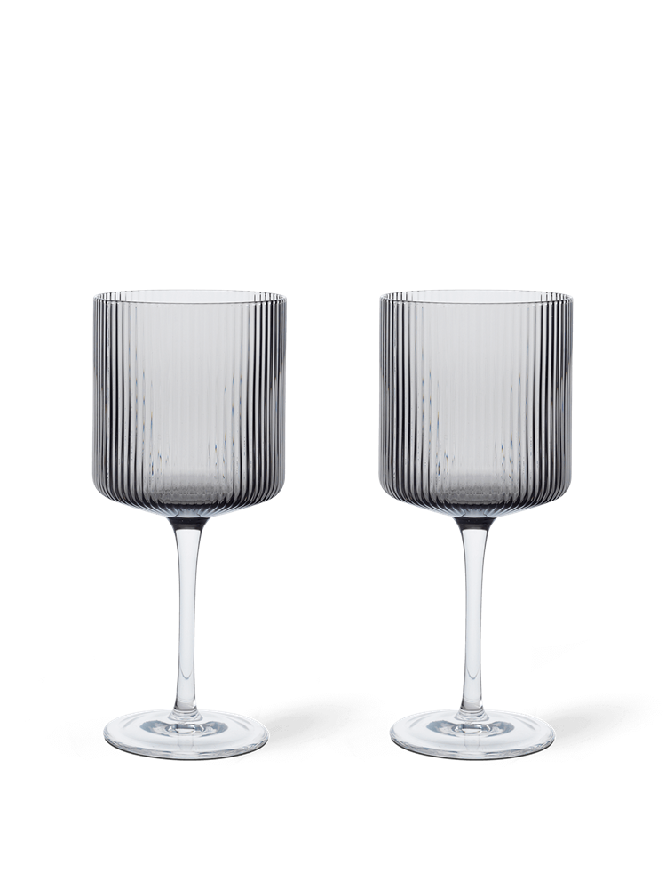 Ripple Red Wine Glasses - Set of 2 - Smoked Grey