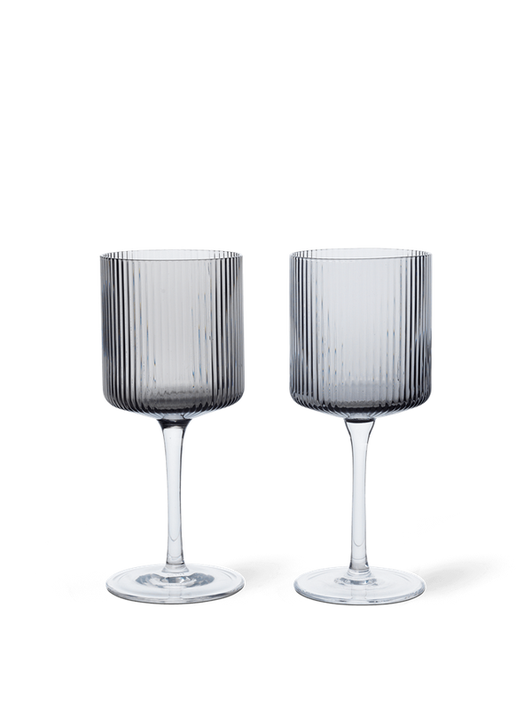 Ripple White Wine Glasses - Set of 2 - Smoked Grey