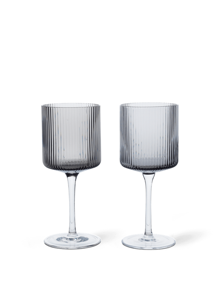 Ripple White Wine Glasses - Set of 2 - Smoked Grey