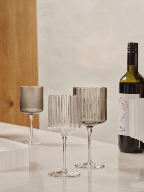 Ripple White Wine Glasses - Set of 2 - Smoked Grey